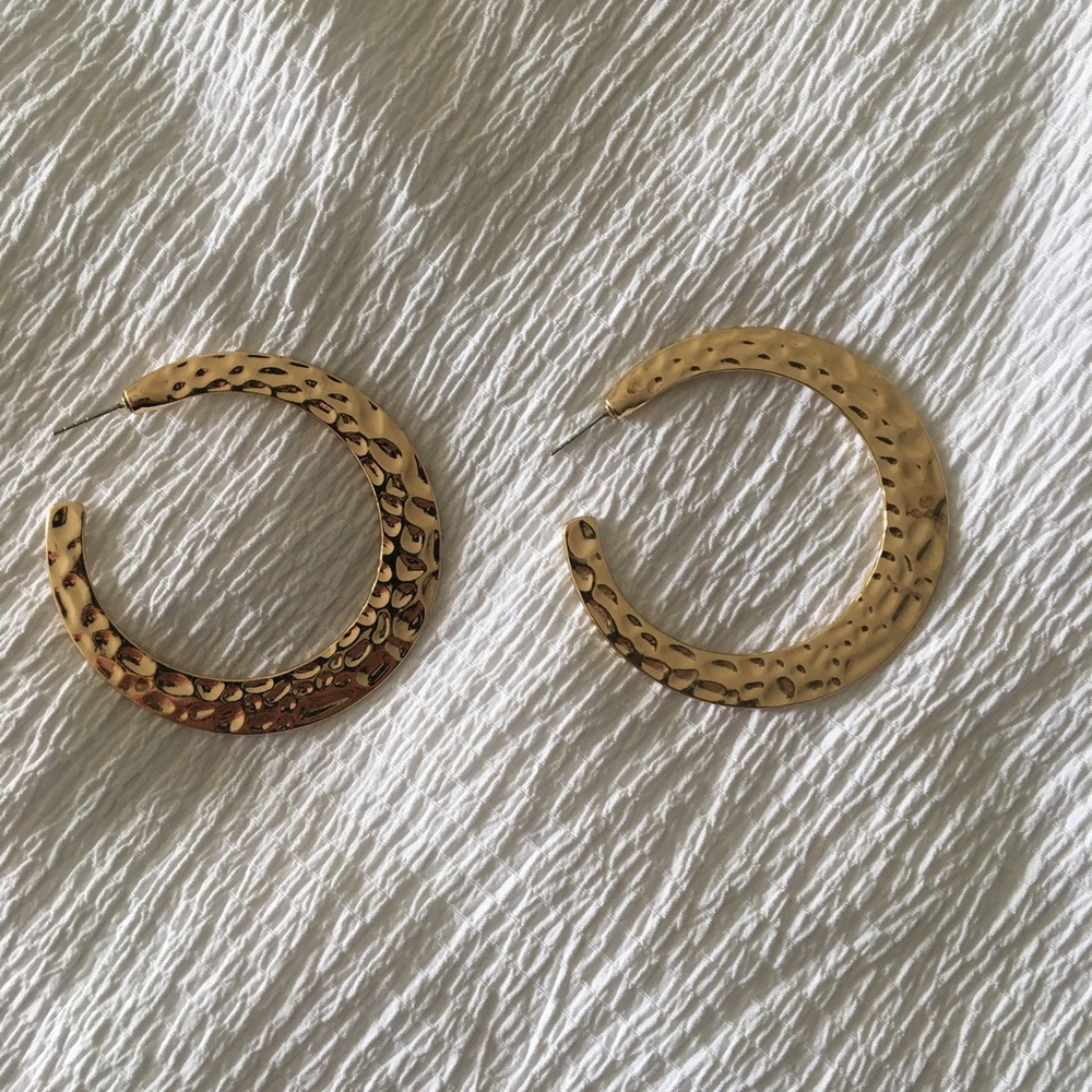 Gold hammered hoops